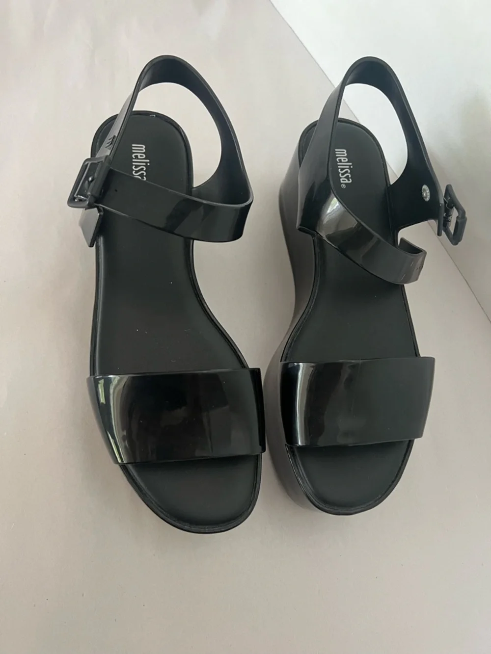 Melissa Mar Platform Sandals Black Jelly Chunky Size 9 - Picture 2 of 9